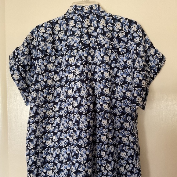 NWT POLO RALPH LAUREN BLUE MULTI FLORAL LINEN CUFFED DOLMAN SLEEVE BUTTON DOWN - Picture 5 of 15